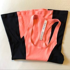 Lululemon Coral and Black Swiftly Racerback Tank Top - Size 4